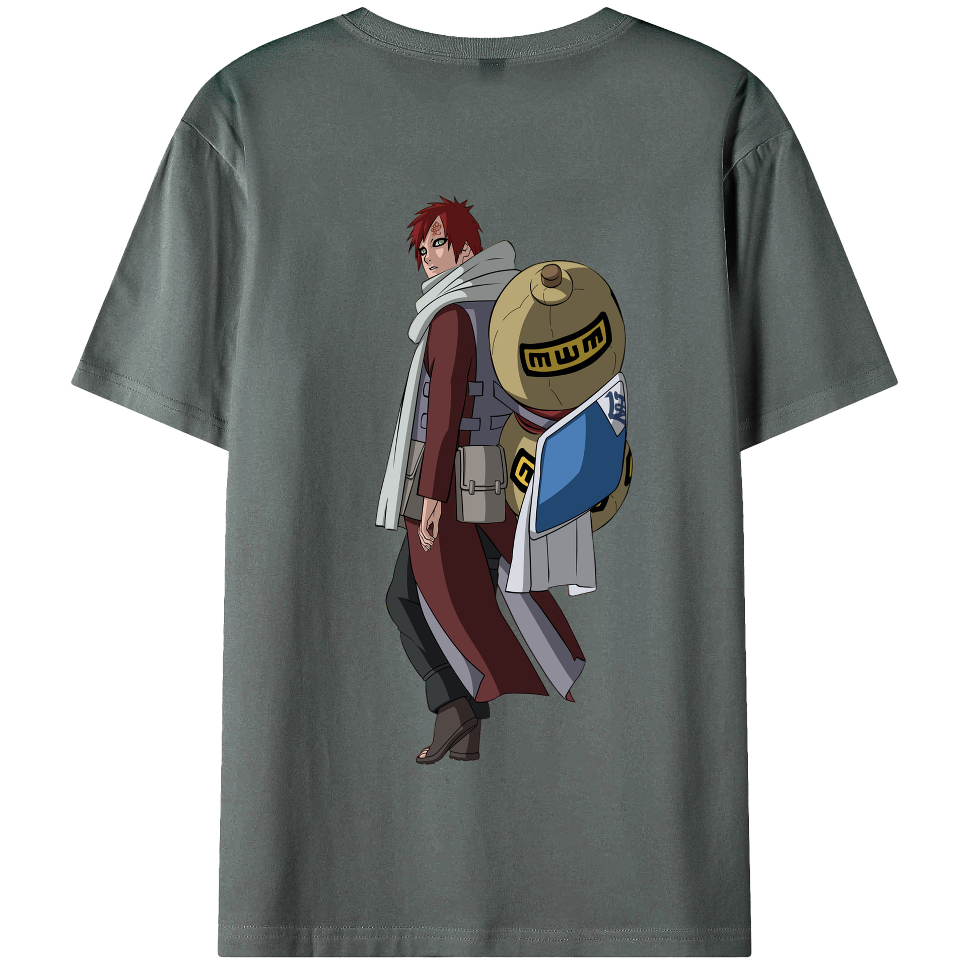 （画像用） NARUTO -ナルト- ガアラ Gaara 綿100％半袖Tシャツ（背面プリント）